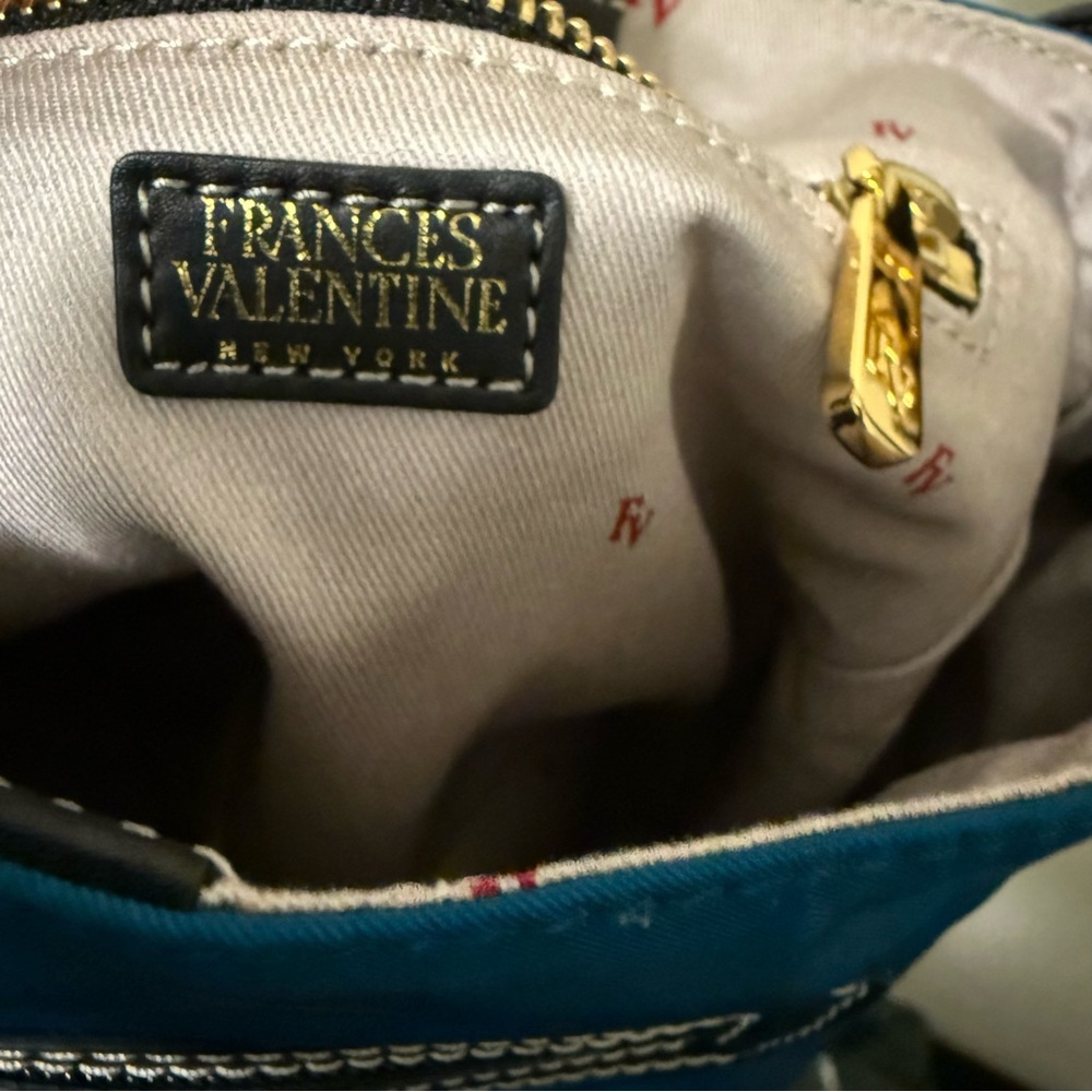 Frances Valentine June Hobo Handbag Navy Striped Strap Gold Zip - Picture 12 of 12
